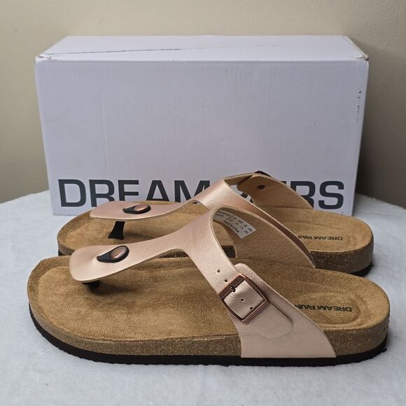 NIB DREAM PAIRS Women's Supportive Cork Flip Flops Sz US 9.5 Rose Gold - Picture 5 of 8